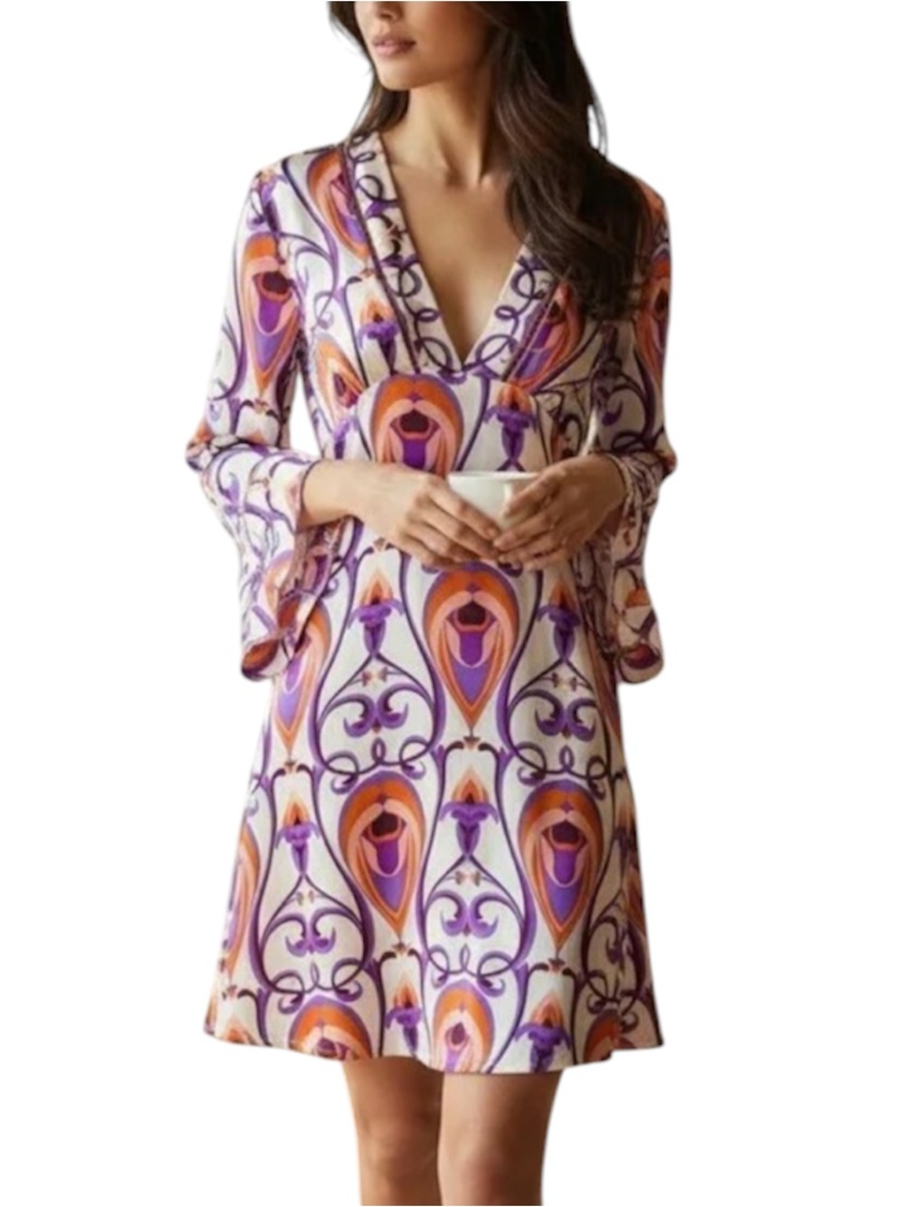 LOLITA JACA ST BARTH Women’s Silk V-Neck Paisley Print Mini Dress